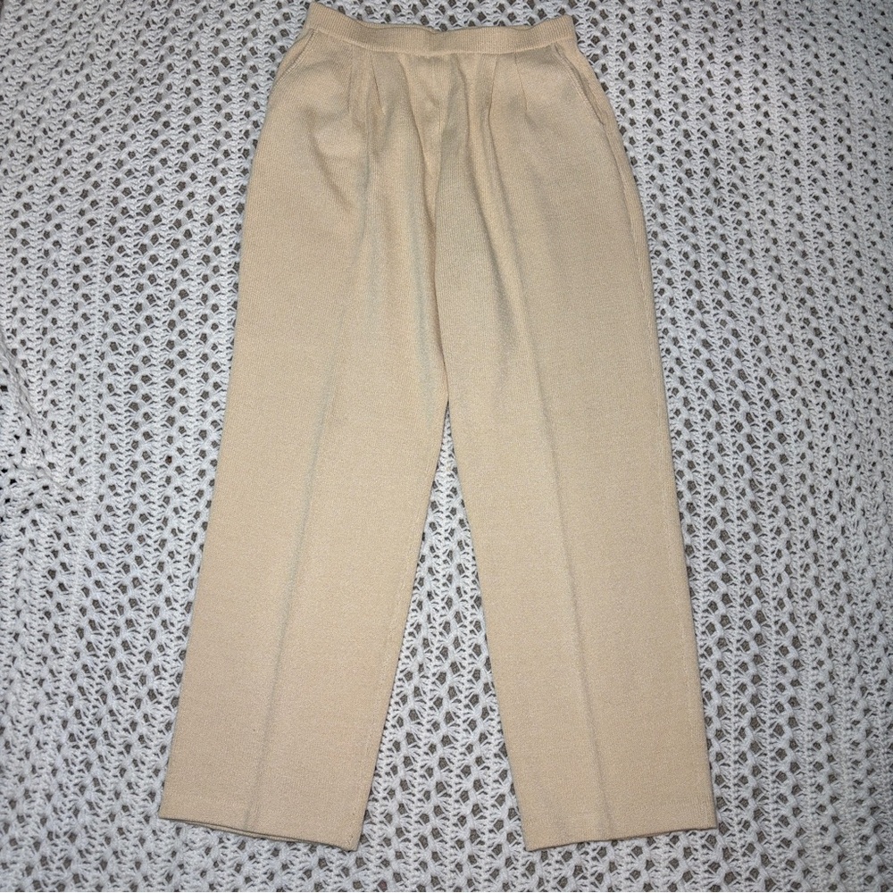 St. John Santana Knit Wide-Leg Pants Cream US 10 Medium-Large Made in USA - Picture 3 of 8